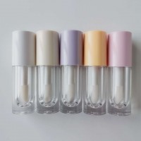 Premium quality cylinder transparent lip gloss bottle plastic thick wall lip glaze tubes with big applicator